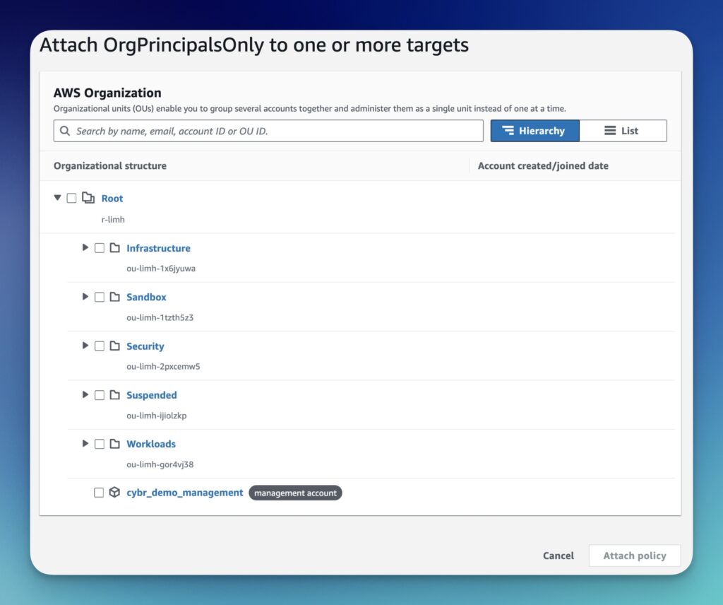 Attach an RCP to one or more AWS accounts