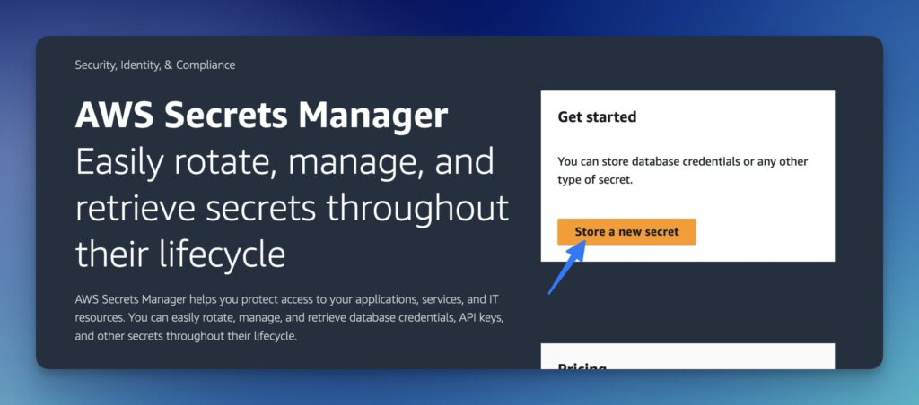 Creating a secret in Secrets Manager